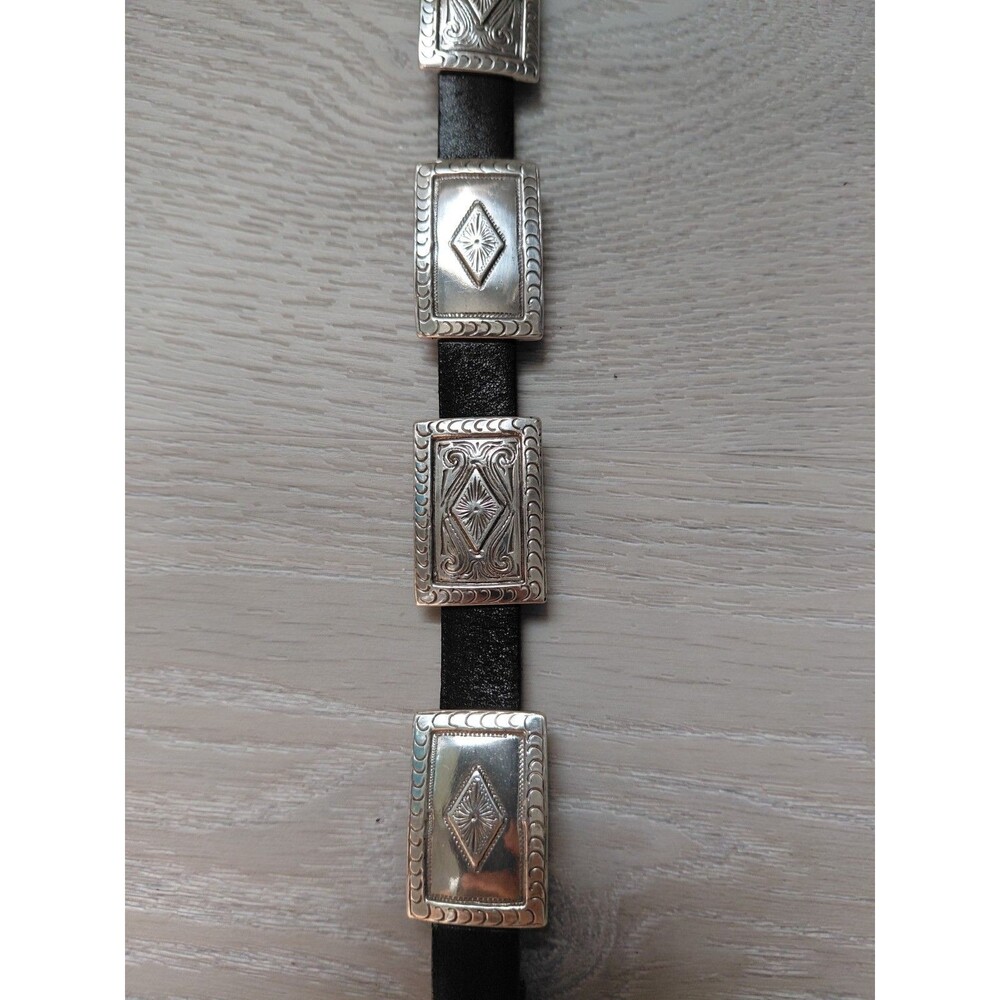 Tony lama belt C60264 Made In Usa womens size 28 Black Leather silver details - Picture 8 of 10